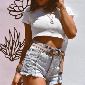 Carmar Titania Spliced High Waisted Denim Shorts